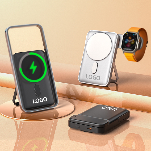 15W Wireless Charge Power Bank 10000mah Portable Charger for Smartphone and Watch 3 in 1 Wireless Powerbank with Holder