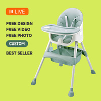 Chaise haute pour bébé moderne en plastique, réglable en hauteur, multi-usages, stable, avec ceinture de sécurité, coussin doux, pour l'alimentation et le repas