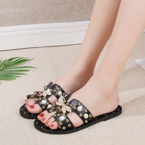 Sandalias Planas de Verano con Lazo de Diamantes de Imitación y Perlas, Estilo Casual y Elegante para Mujer - Product Image 3