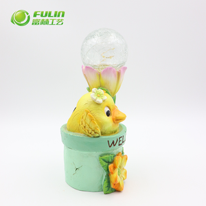 Statua di Uccello in Resina Divertente con Vaso, Luce Solare da <span class=keywords><strong>Giardino</strong></span> con Insegna di Benvenuto per Decorazione Esterna di Parchi, Cortili e Prati - Product Image 3