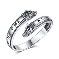 Bague Viking Dragon Vintage Merryshine en Argent Sterling 925, Bijou Unique Ajustable pour Femmes et Hommes