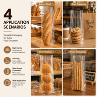 Sacs d'emballage en plastique BOPP transparents de qualité alimentaire avec soufflet latéral, anti-buée, scellés au centre, pour boulangerie, vente en gros