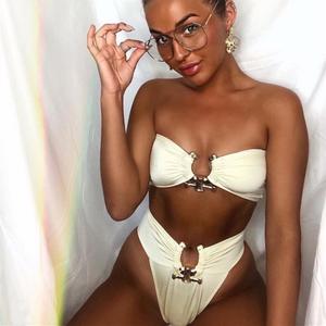 Strass Bikini Boucle Shorts Nouveau Split Féminin Solide Couleur <span class=keywords><strong>Sexy</strong></span> 2 Pièces Maillot de Bain pour Femmes Travailleur à Domicile Travail - Product Image 6