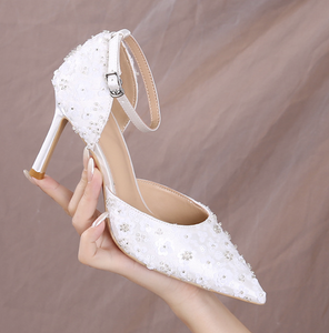 Zapatos De Dama Female <b>White</b> Sandals Ankle Women's Shoes Rhinestone <b>Heels</b> for Ladies - Product Image 3