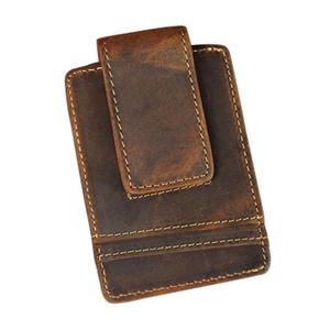 Boshiho RFID Customize Crazy Horse Genuine Leather Credit Card <b>Holder</b> With Money Clip Magnet Card <b>Holder</b> <b>Wallet</b> - Product Image 4