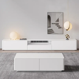 Ensemble moderne de <span class=keywords><strong>meuble</strong></span> <span class=keywords><strong>TV</strong></span> et table basse en bois pour salon et chambre à coucher, console multimédia de luxe, unité <span class=keywords><strong>TV</strong></span> adaptée aux téléviseurs de 65 pouces et plus - Product Image 2