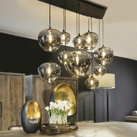 Lampe suspendue en verre soufflé à la main, style nordique moderne, pour îlot de cuisine, restaurant, décoration, boule de verre gris fumé