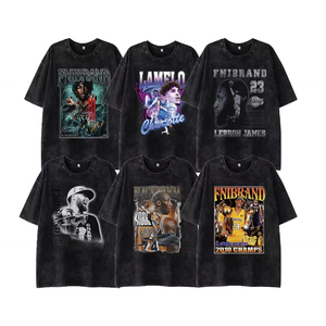 SHENGSHI T-shirt homme Stone Wash décontracté col rond 320g équipe de tendances à séchage rapide personnalisée pour Logo personnalisé en gros T-shirt décontracté pour l'équipe - Product Image 5