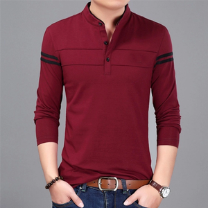 Nanchang Wholesale High Quality Men Long Sleeve Mandarin <strong>Collar</strong> <strong>T</strong>-<strong>Shirts</strong> Design Button Polo <strong>T</strong> <strong>Shirt</strong> - Product Image 3
