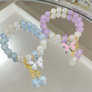 Pulsera de Bambú con Cuentas Estilo Chino Platino, Dijes de Mariposa de Cristal Coloridos, Chapado en Plata/Oro, Estilo Dulce para Mujer - Product Image 1