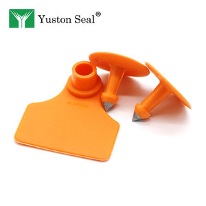 Nouvelles étiquettes d'oreille pour bétail en TPU 50x42mm - Impression personnalisée du logo et du code QR, tête en cuivre pour l'identification des porcs, des moutons et des chèvres, marque <span class=keywords><strong>YUSTON</strong></span> - Product Image 4