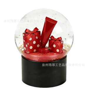 Makeinkk Crystal Snow Globe With <b>Red</b> Gift Boxes And <b>Sequins</b> Holiday Decoration For Beauty Products Display - Product Image 5