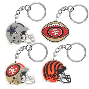 Wholesale promotional Football pvc keychains custom designer silicone sports key chain ring rubber keychain