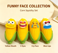 Jouet Squishy Mignon en Forme de Maïs avec Visage Amusant, Jouet Sensoriel Anti-Stress à Presser en Forme de Légume, Cadeau Nouveauté pour Enfants, Vente en Gros