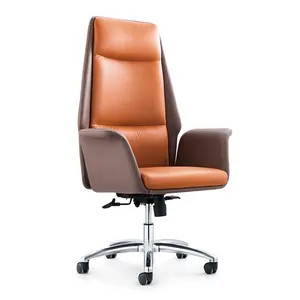 Chaise de patron de luxe ergonomique, en cuir véritable, pour loisirs, à la mode