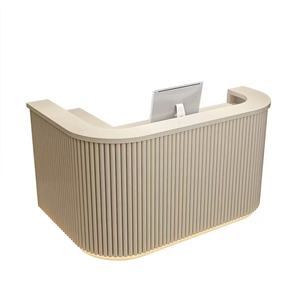 Mostrador de recepción moderno, curvo, vertical, acanalado, de MDF, para salón de belleza, spa, tienda de uñas, boutique, tienda minorista - Product Image 6