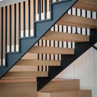 Escalier intérieur DB à double plaque d'acier, marches en bois, droit, en zigzag, ou en forme de Z