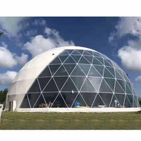 Dômes en verre préfabriqués pour la projection 360°, tentes et abris commerciaux en maille, vente en gros pour les personnes
