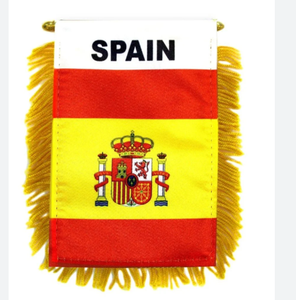 Drapeau suspendu pour tournoi de football 2026, mini drapeau de voiture de la Coupe du Monde de football avec ventouse, drapeau double face à franges dorées pour rétroviseur - Product Image 1