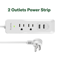 Taşınabilir Küçük Priz Çoğaltıcı 2 Prizli Güç Şeridi 2 USB Girişli ETL Dalgalanma Korumalı 125V 15A ABS Malzemeli Uzatma Prizi