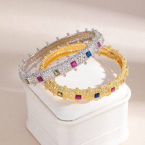Lisa Yunxi Geometric Bangle Gold And Silver Plated <b>Copper</b> Full Diamond Zircon <b>Bracelet</b> For Women Anniversary Jewelry - Product Image 4
