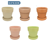 Petits pots de succulentes carrés en céramique avec plateau de drainage pour cactus et jardinières succulentes maison et jardin