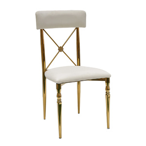 Sedia da Pranzo Moderna in Acciaio Inossidabile Dorato, Resistente e Romantica per Hotel, Matrimoni, Ristoranti, Feste, Eventi, Sale Banchetti e Esterni - Product Image 1