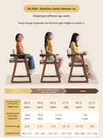 Chaise d'étude pour enfants en bois massif, hauteur réglable, design minimaliste, siège en éponge haute densité, chaise d'étude et de repas ETY002