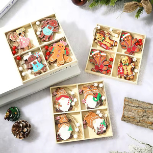Ensemble de décorations de Noël <span class=keywords><strong>Mulan</strong></span> Modèle 3298, 4 compartiments, en plastique écologique, motif Bonhomme en pain d'épices, mini-breloques à suspendre pour sapin, cadeau - Product Image 2