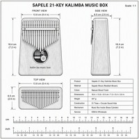 Kalimba Sapele 21 touches, boîte à musique, piano à pouce, manivelle manuelle, musique personnalisée, design moderne, marque Sinzyo, 18S, son durable, en bois