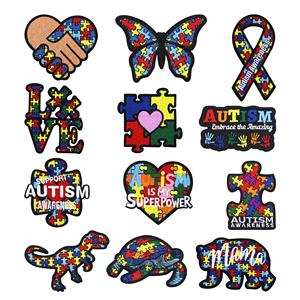 Cuidado Síndrome de Asperger autismo bordado simbólico fieltro hierro-en autismo <span class=keywords><strong>ASD</strong></span> parches para mochilas escolares y ropa - Product Image 1