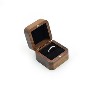 Hot Sale <strong>Wooden</strong> Engagement Ring <strong>Box</strong> Square Solid Walnut Wood Jewelry <strong>Storage</strong> <strong>Box</strong> With Magnet - Product Image 3