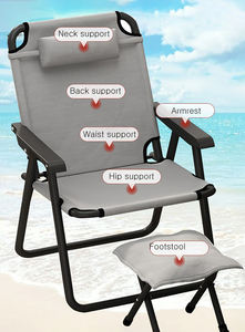 Pesca Viajes Sillas de playa Camping Patio Sillas ultraligeras al aire libre Relax Ergonómico <span class=keywords><strong>Tumbona</strong></span> Plegable Muebles de jardín con taburete - Product Image 4