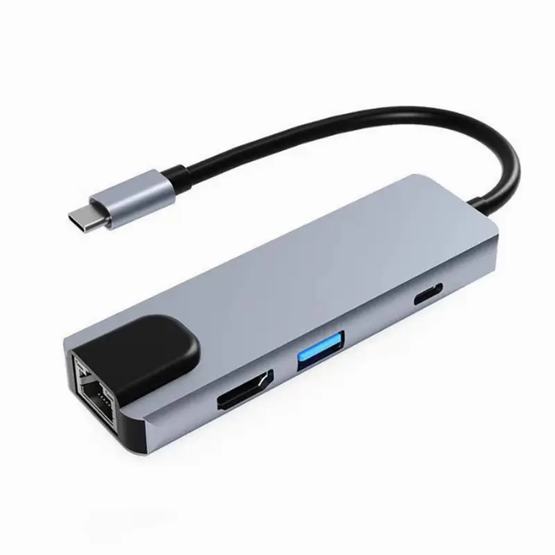 HOT sell USB 3.0 HDTV PD fast charger RJ45 network card TF SD card reader 6 in 1 type-c usb hub Adapter