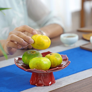 Plat à fruits en céramique, forme de fleur, noir et or, décoration pour la maison, salon, hôtel, plateau de service pour en-cas - Product Image 4