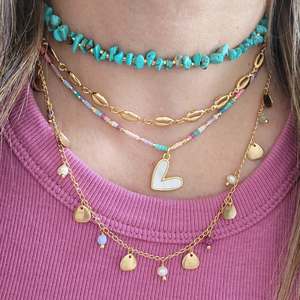 Kalung manik-manik Stainless Steel Batu alami kristal berwarna pantai musim panas dan kalung rantai - Product Image 5