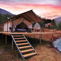Tenda Kayu Segitiga Kokoh Tahan Angin Kencang, Dirancang untuk Pemasangan Permanen di Luar Ruangan, Tenda Pameran Safari