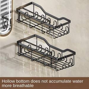 رفوف زاوية لاصقة للحمام من الشركة المصنعة، 5 قطع، مقاومة للصدأ، من الفولاذ الكربوني، منظم للحمام، حامل شامبو - Product Image 4