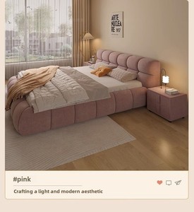 <span class=keywords><strong>Letto</strong></span> <span class=keywords><strong>matrimoniale</strong></span> minimalista color crema 1.5m/1.8m per camera da <span class=keywords><strong>letto</strong></span> padronale/appartamento piccolo, <span class=keywords><strong>letto</strong></span> imbottito in tessuto a forma di nuvola - Product Image 5