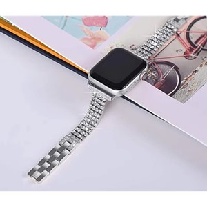 Bracelet pour Apple Watch <span class=keywords><strong>41mm</strong></span> 45mm 42mm 44mm avec boîtier, bracelet fin en métal orné de strass pour femme, bracelet de luxe pour Apple - Product Image 4