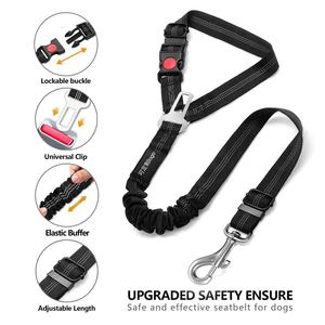 Cinturón de Seguridad Reflectante Ajustable para Perros 2 en 1, Correa de <span class=keywords><strong>Nylon</strong></span> para Reposacabezas de Coche, para Perros Grandes y Medianos - Product Image 3