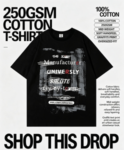 T-shirt da uomo 100% cotone con grafica tipografica effetto schizzi di vernice, texture tattile, stile artigianale, vestibilità rilassata, casual, a maniche corte - Product Image 2
