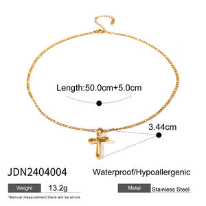 Shopping di lusso per gioielli <span class=keywords><strong>Online</strong></span> placcato <span class=keywords><strong>oro</strong></span> 18k impermeabile croce collana gioielli in acciaio inox per le donne - Product Image 5