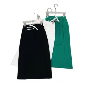 Elastic Waist Casual Fashion Long Skirts for Women Slim Straight Working Skirts for Ladies