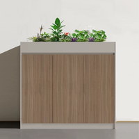 Meuble de bureau en bois écologique de niveau E0, armoire de rangement basse avec serrure à code sécurisée, bac à fleurs et meuble à thé/eau