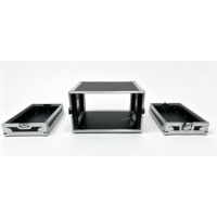 Boîtier de transport/Flight Case 6U en contreplaqué noir et aluminium argenté de haute qualité OEM/ODM pour amplificateur, assemblable avant/arrière