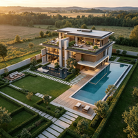 Villa modulaire à plusieurs étages en structure acier avec piscine, villa résidentielle préfabriquée moderne
