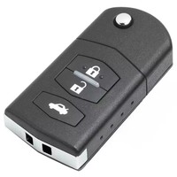 Clé de voiture télécommandée pliable Keyecu SKE126-01/SKE126-A1 à 2 boutons, 433 MHz, puce 4D63, pour Mazda 2/3/5/6/MX5/RX8/CX7 2007-2010, noir/argent