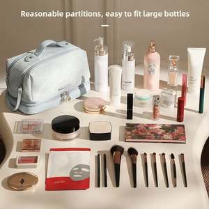 Bolsa de Aseo Portátil Multicapa al por Mayor, Bolsa de Cosméticos de Viaje Impermeable, Bolsa Organizadora de Maquillaje de Cuero PU con Cremallera - Product Image 2