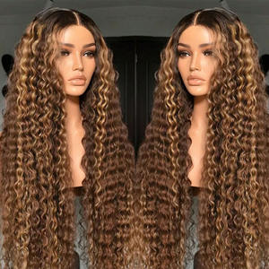 Venta al por mayor 40 pulgadas HD encaje frontal crudo pelo humano peruano sin cola desgaste peluca para mujeres negras onda profunda <span class=keywords><strong>comprar</strong></span> a granel pelucas de cabello humano - Product Image 1